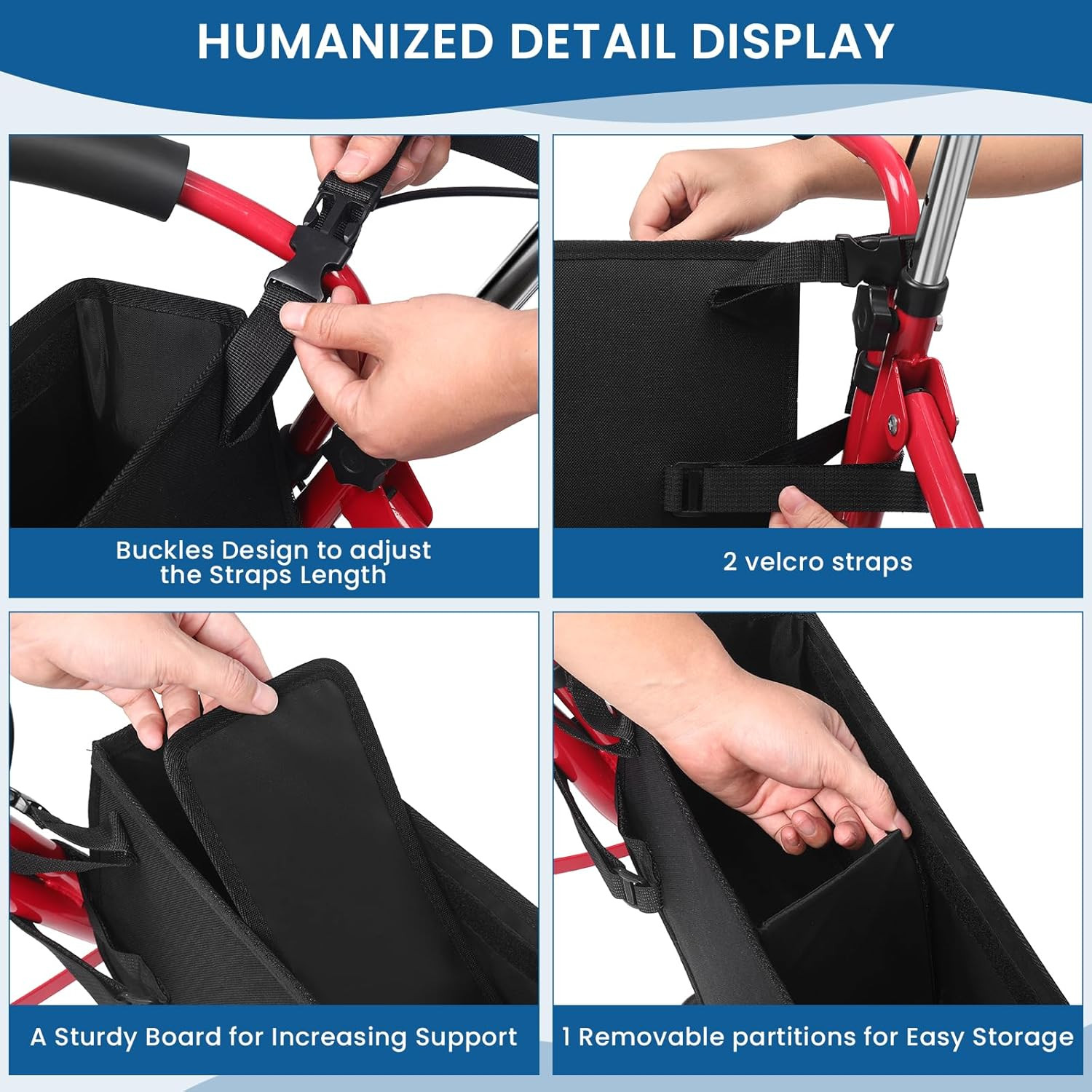 Upgraded Rollator Basket, Large Walker Accessories Bag with Multiple Pockets, Ro