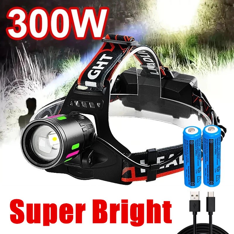 Powerful 9,900,000 LM Rechargeable LED Headlamp for Camping and Outdoor Use