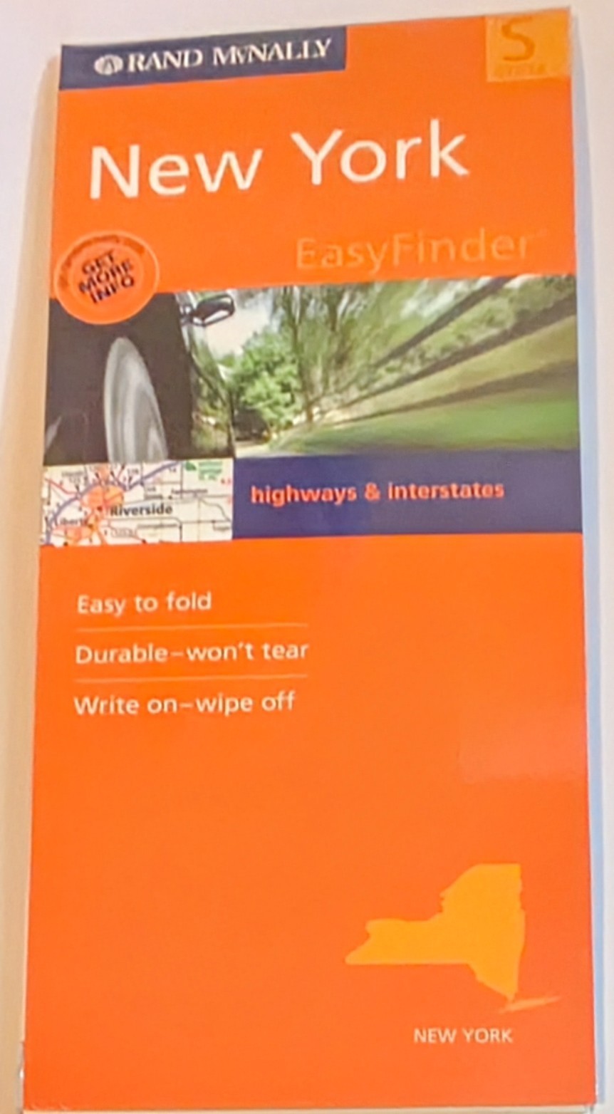 New York State Easy Finder Laminated Highways & Interstates Map Rand McNally