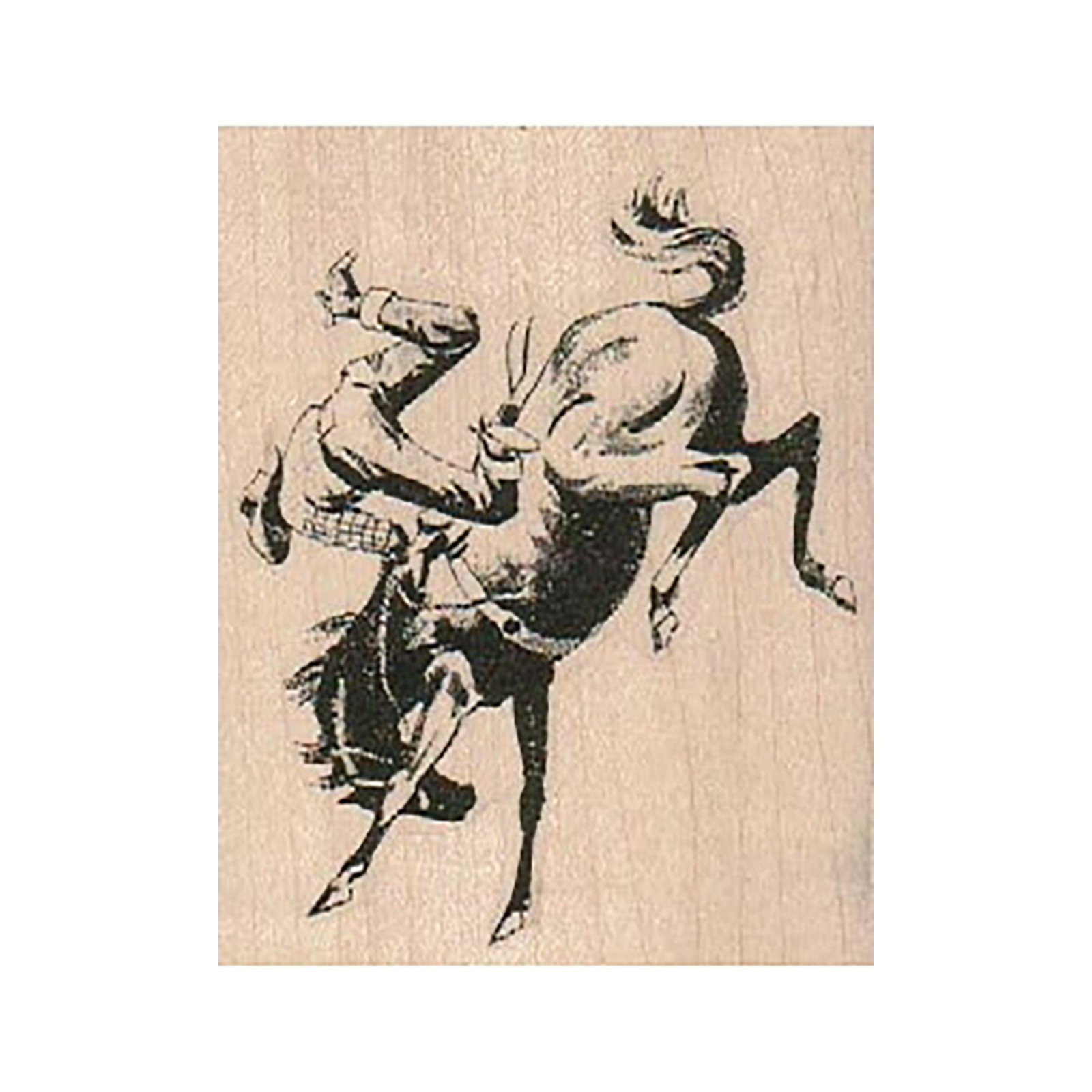 Horse Bucking Cowboy 2 1/2 x 3" Rubber Stamp, Cowboy Stamp, Western