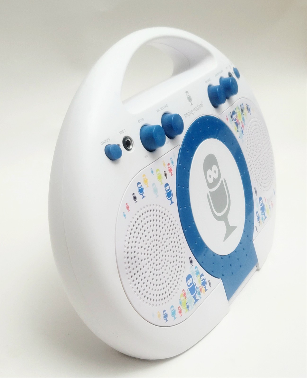 2017 Singing Machine iSM398BT Portable Bluetooth KARAOKE Player WHITE Handle