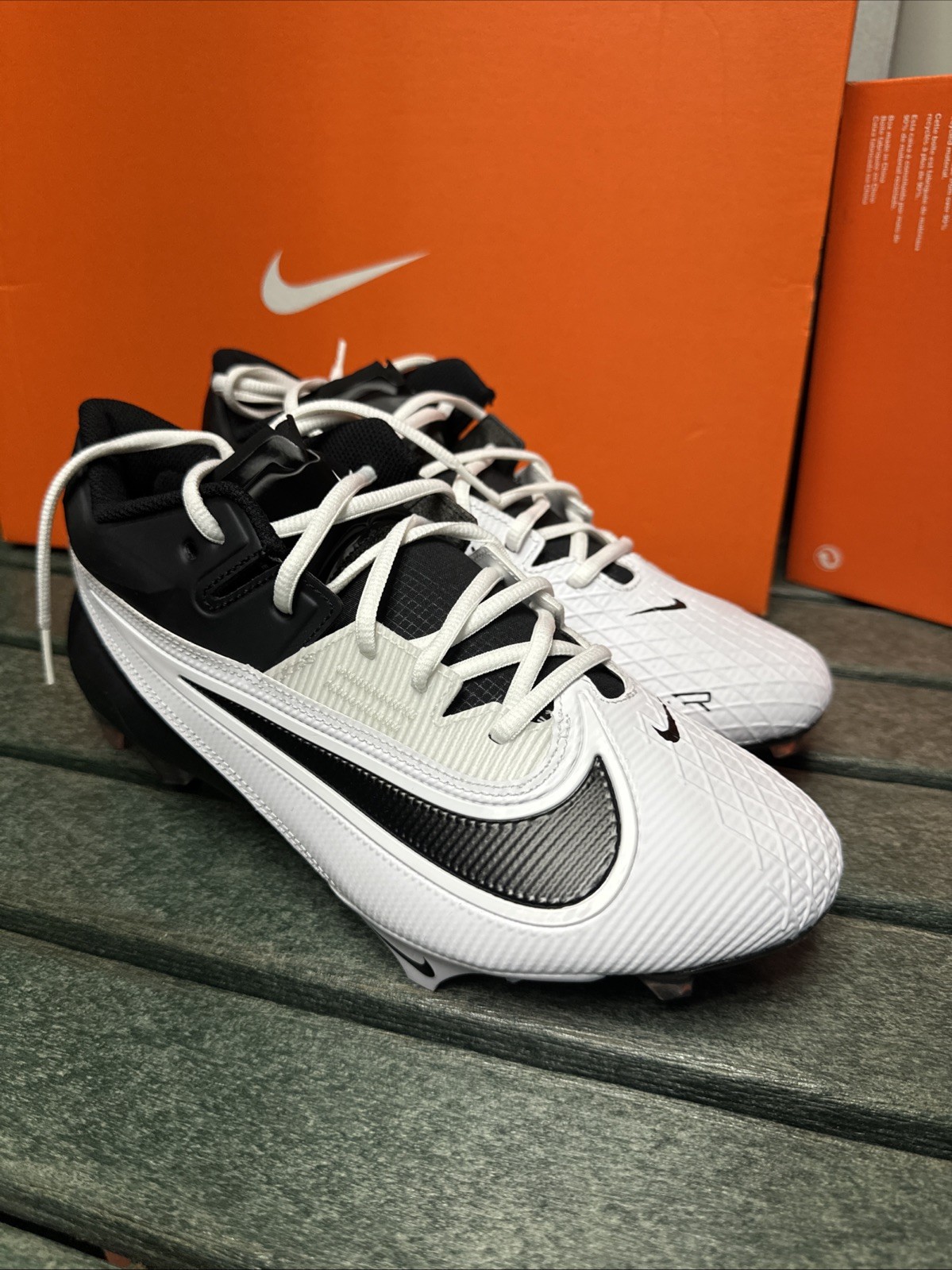 Nike Vapor Edge Elite 360 2 White Black Football FJ6125-004 Men Sz Wide 10-11.5