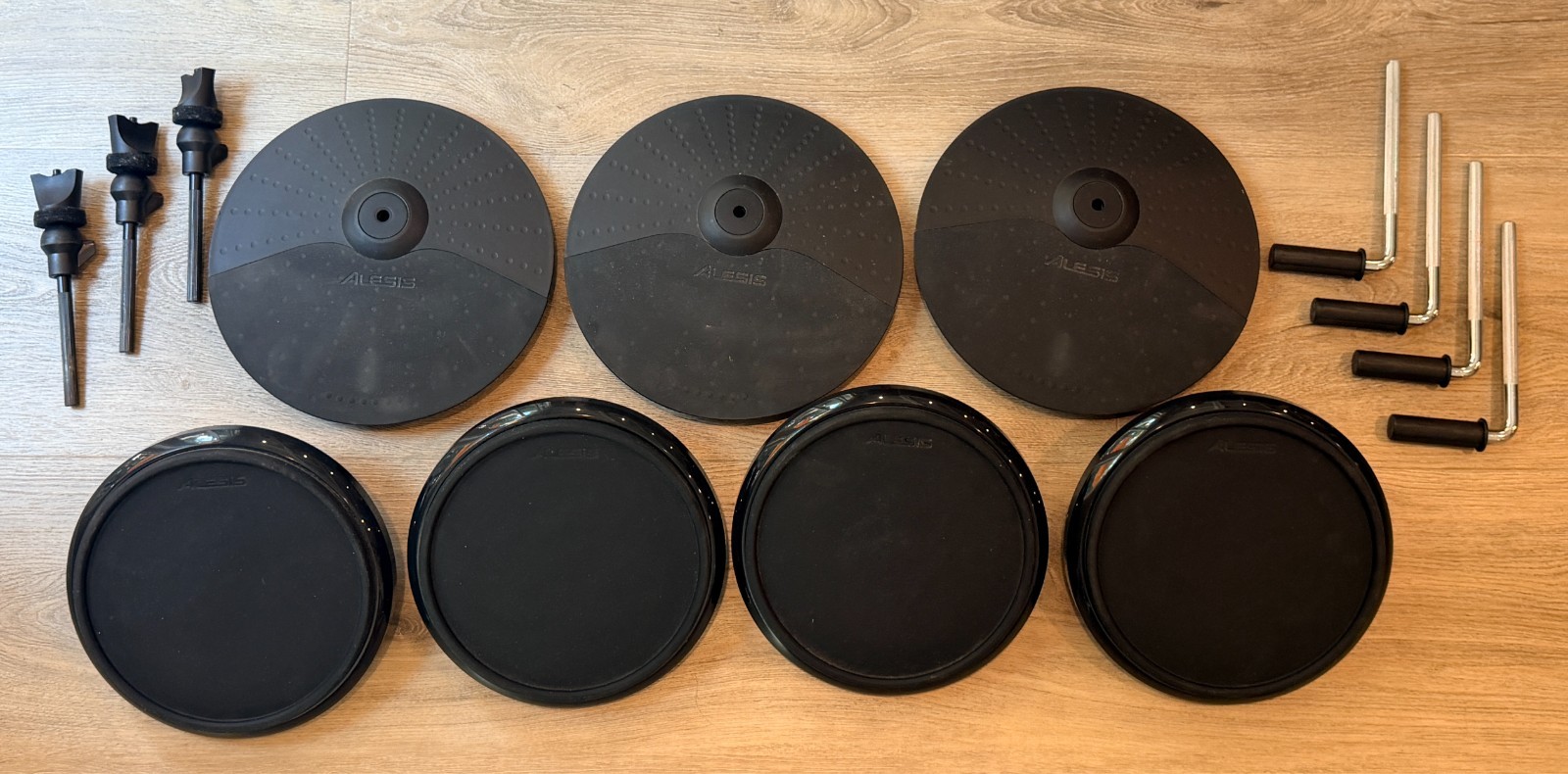 Alesis NITRO DM7X Electronic Drum Replacement Parts 4 Drum Pads & 3 Cymbals USED