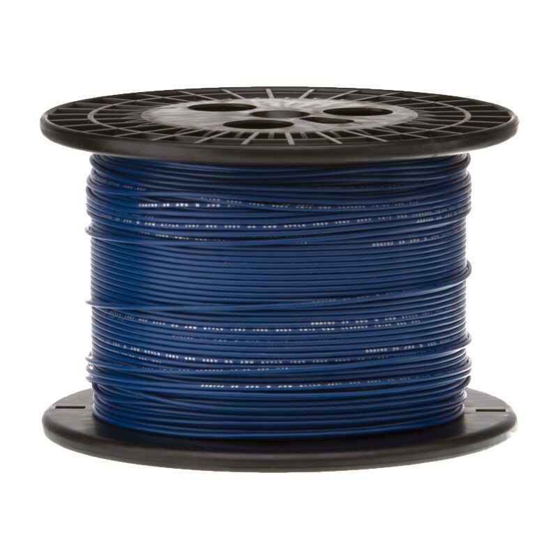 22 AWG Stranded Hook Up Wire, Blue, 500 ft, 0.050" Dia, UL1061, 300V