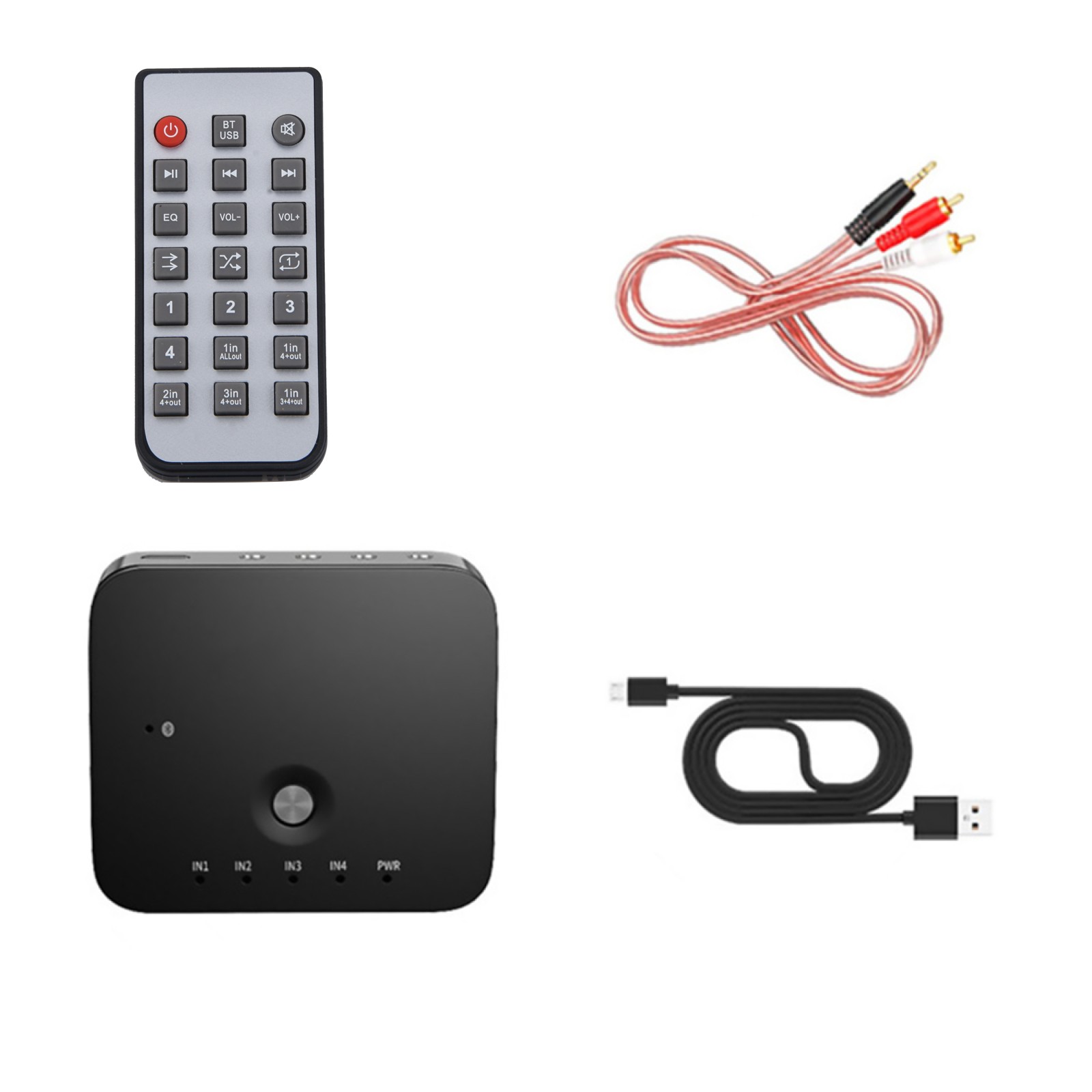 Black Bluetooth Audio Switch Box Cage Remote Control Audio Receiver Replacement
