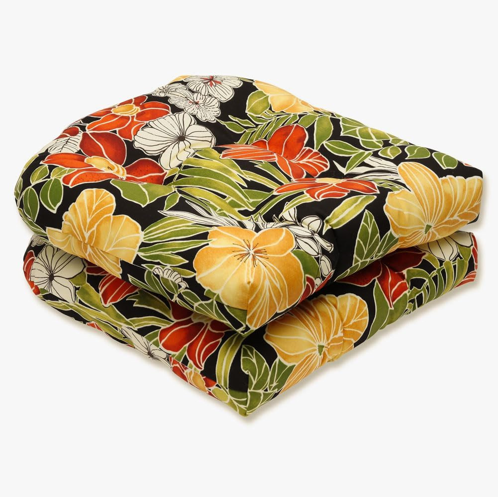 Tropic Floral Indoor/Outdoor Chair Seat Cushion, Tufted, Weather, and Fade Resis