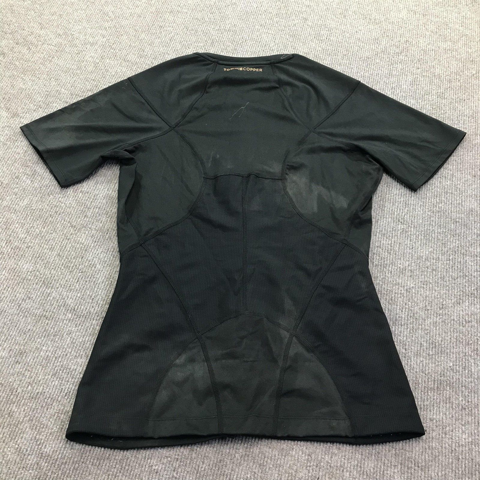 Tommie Copper Womens Back Support Compression Shirt Short Sleeve XL Black Zip