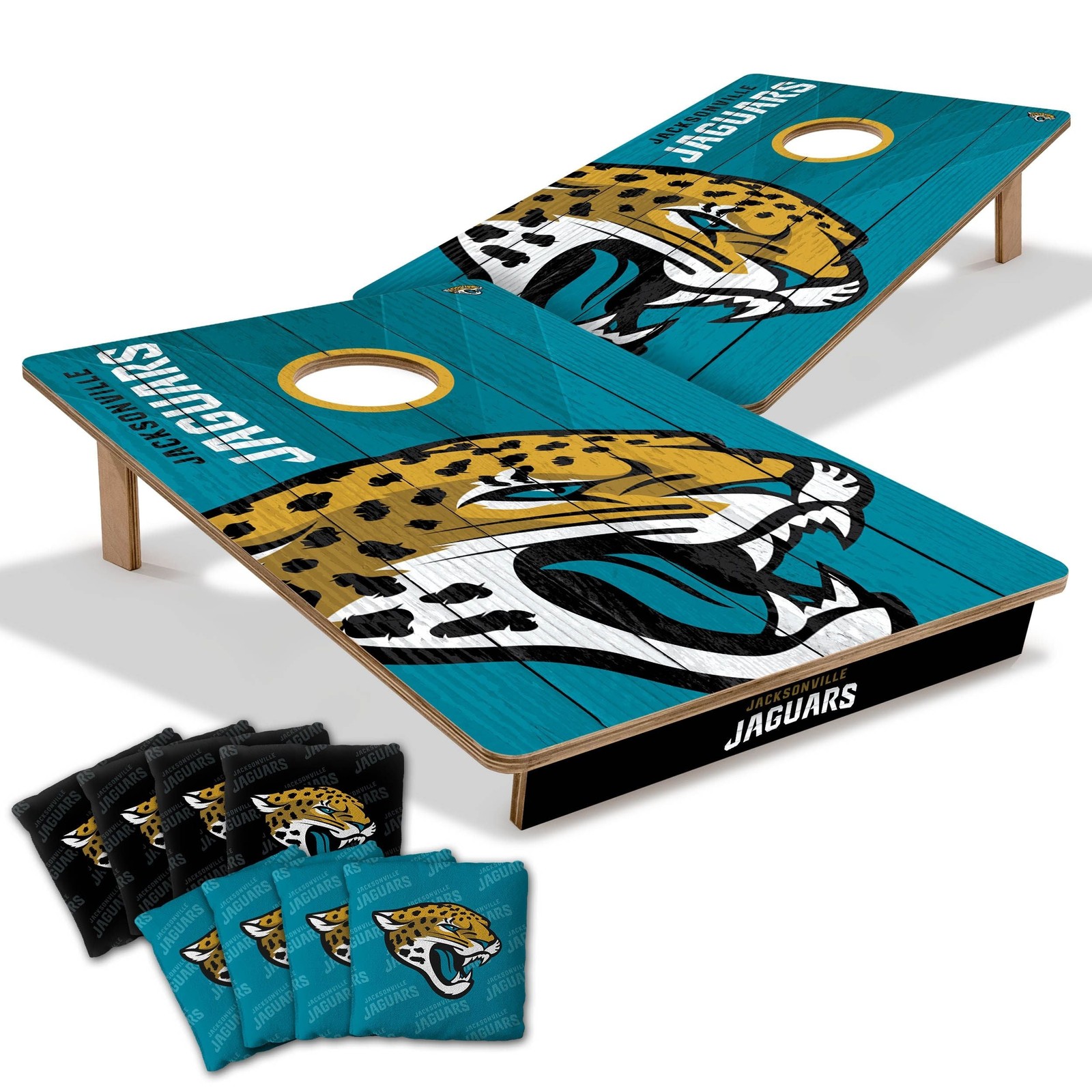 Tailgate Cornhole Boards Jacksonville Jaguars 2x3 Foldable Legs Resin Bags