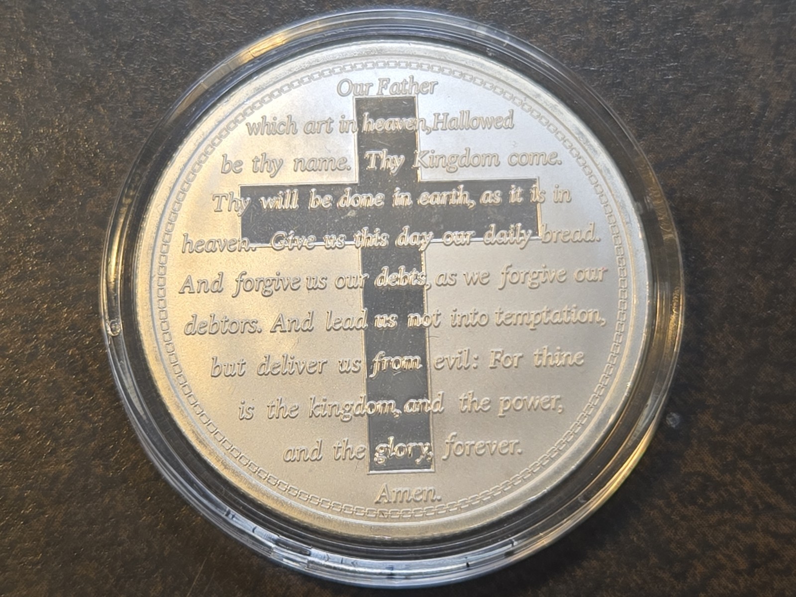 Lords Prayer Cross 1 oz Silver Round Coin