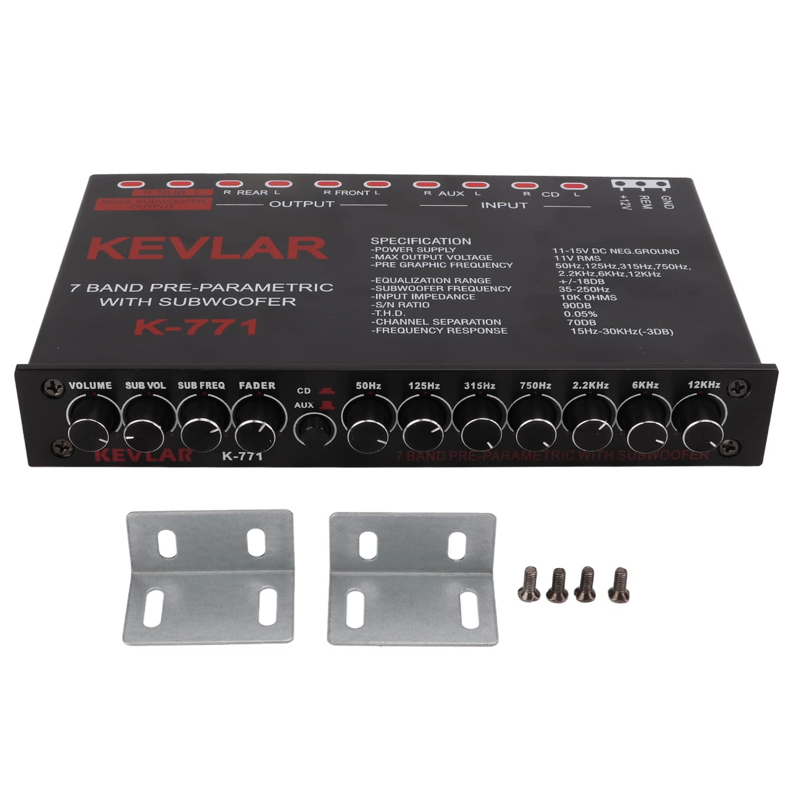 Car Audio Graphic Equalizer, 7 Bands EQ Car Amplifier Graphic Equalizer with Adj