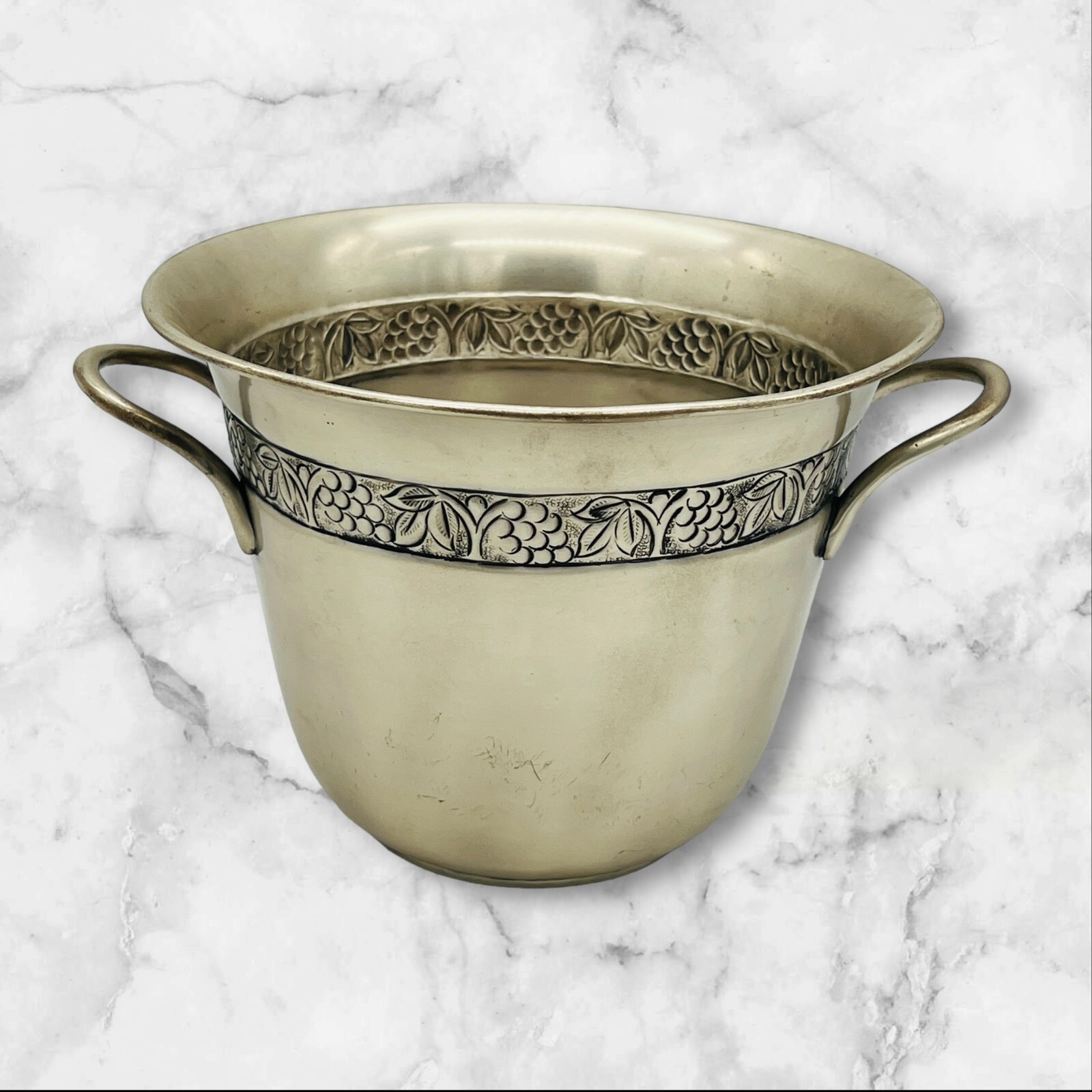 Pottery Barn Ice Bucket Wine Champagne Bottle Cooler Vintage Pewter Home Barware