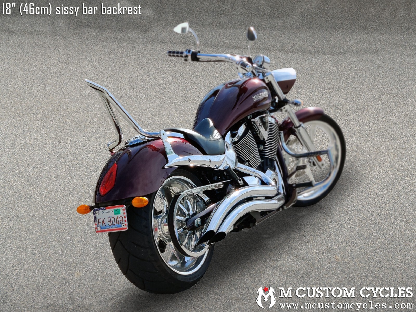 18" (46cm) Victory Jackpot Sissy Bar Passenger Backrest