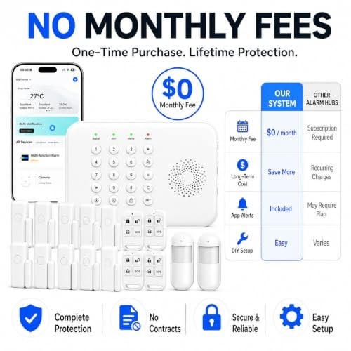 Wireless Home Security System WiFi 4G DIY Alarm No Subscription Fee App Control