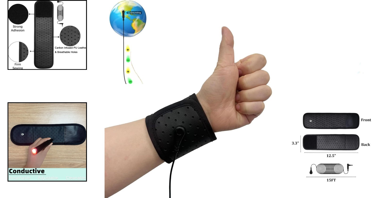 Adjustable Grounding Wrist Strap – Enhance Sleep & Reduce Inflammation Easily