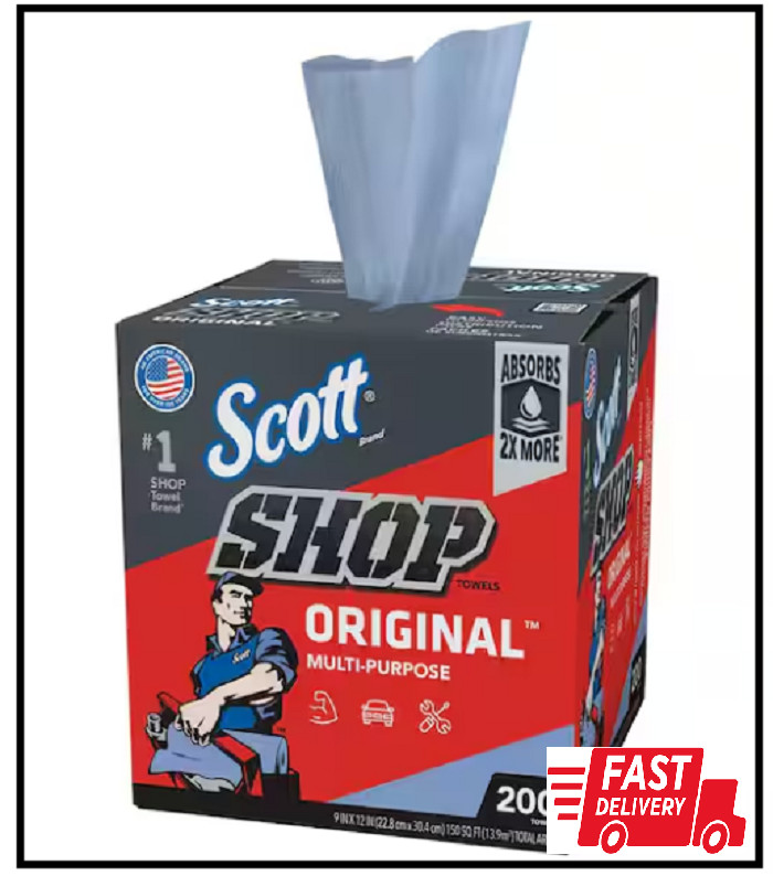 Scott Shop Towels Original, Pop-Up Dispenser Box (200 Sheets/Box)