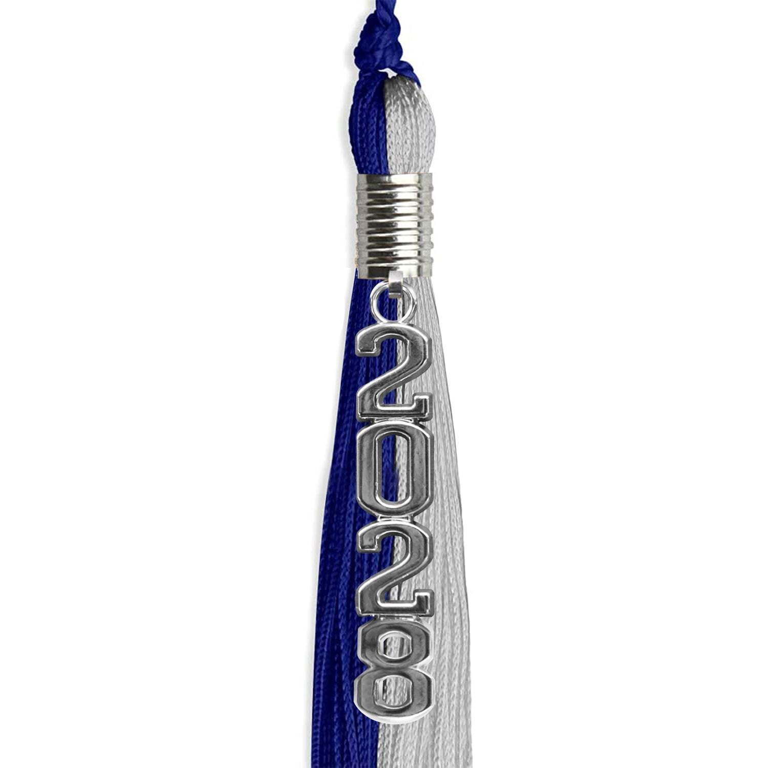 Endea Graduation Royal Blue/Grey Tassel With Silver Stacked Date Drop
