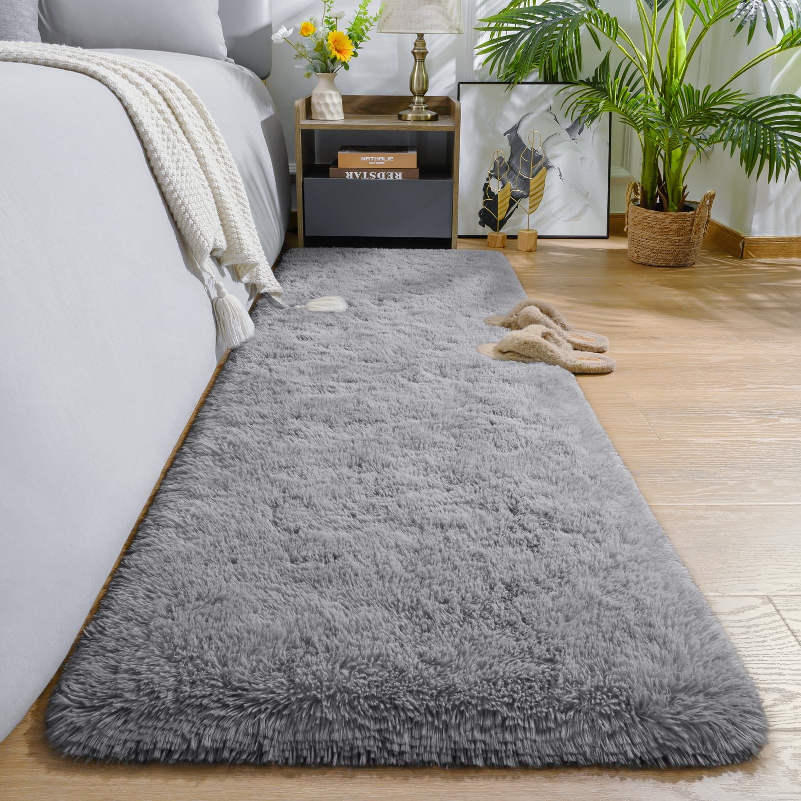 Shag 2x6 Runner Rug for Bedroom, Washable Rugs Runners with Memory Foam for H...