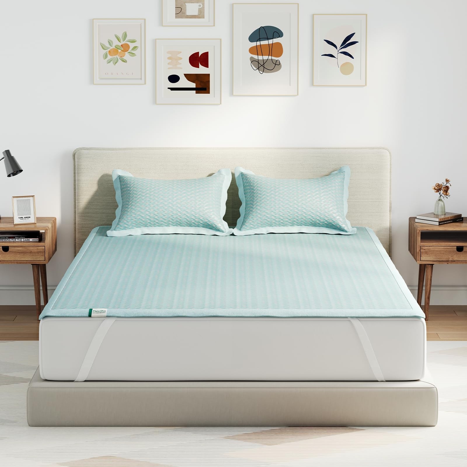 Novilla Cooling Mattress Topper Queen Size Queen, White