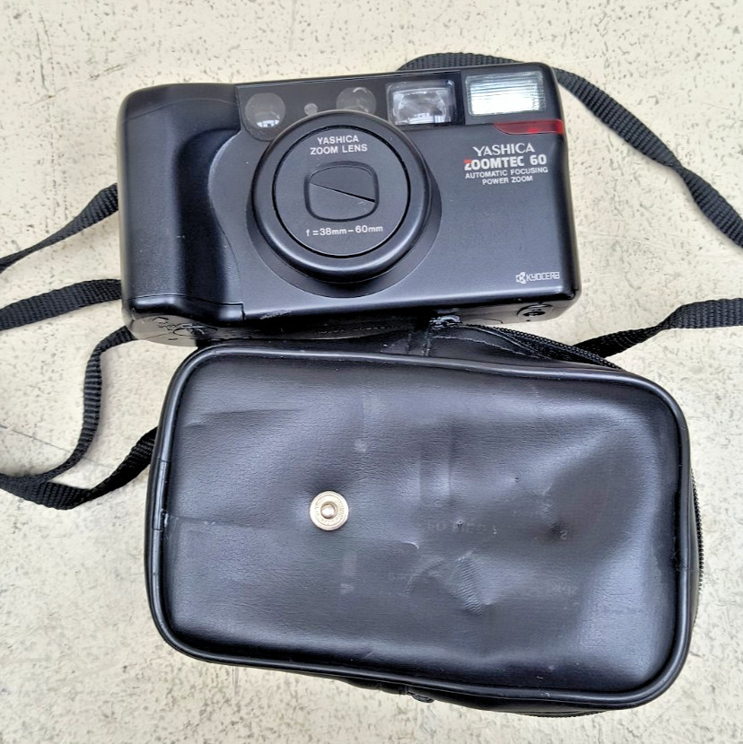 YASHICA ZOOMTEC 60 Film Zoom Camera For Parts AS-IS Untested In Case No Film