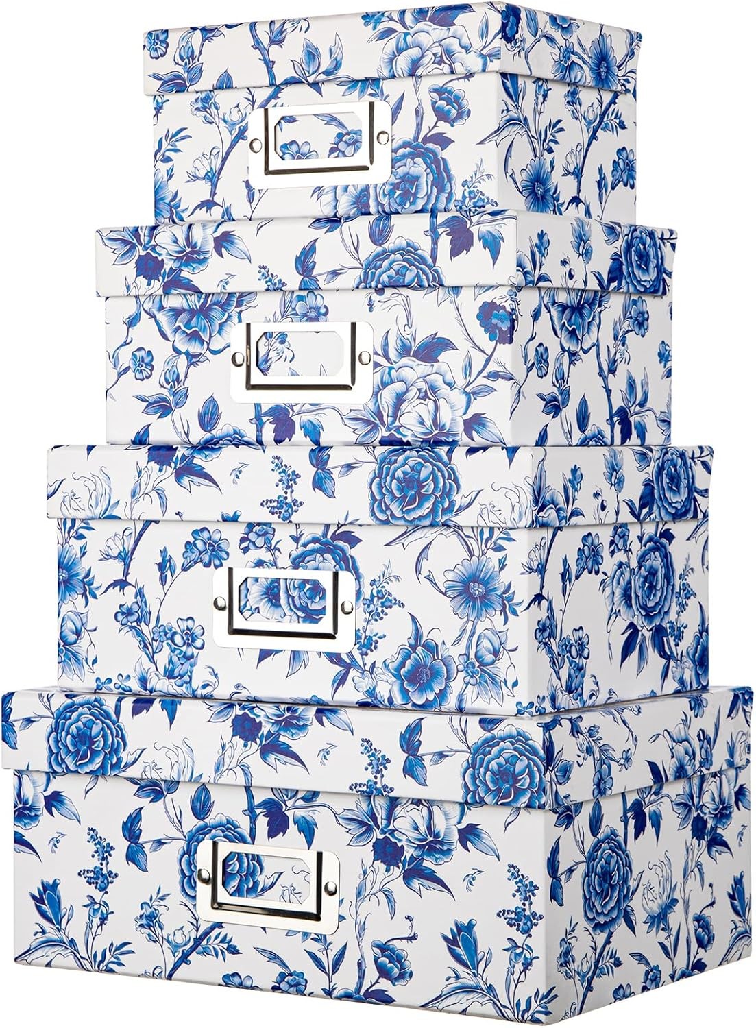 Blue and White Porcelain Storage Boxes with Lids Set of 4 – Chinoiserie