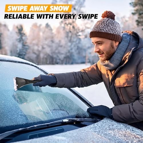 2 Pack Windshield Ice Scraper for Car Window Snow Frost Removal Foam Handle
