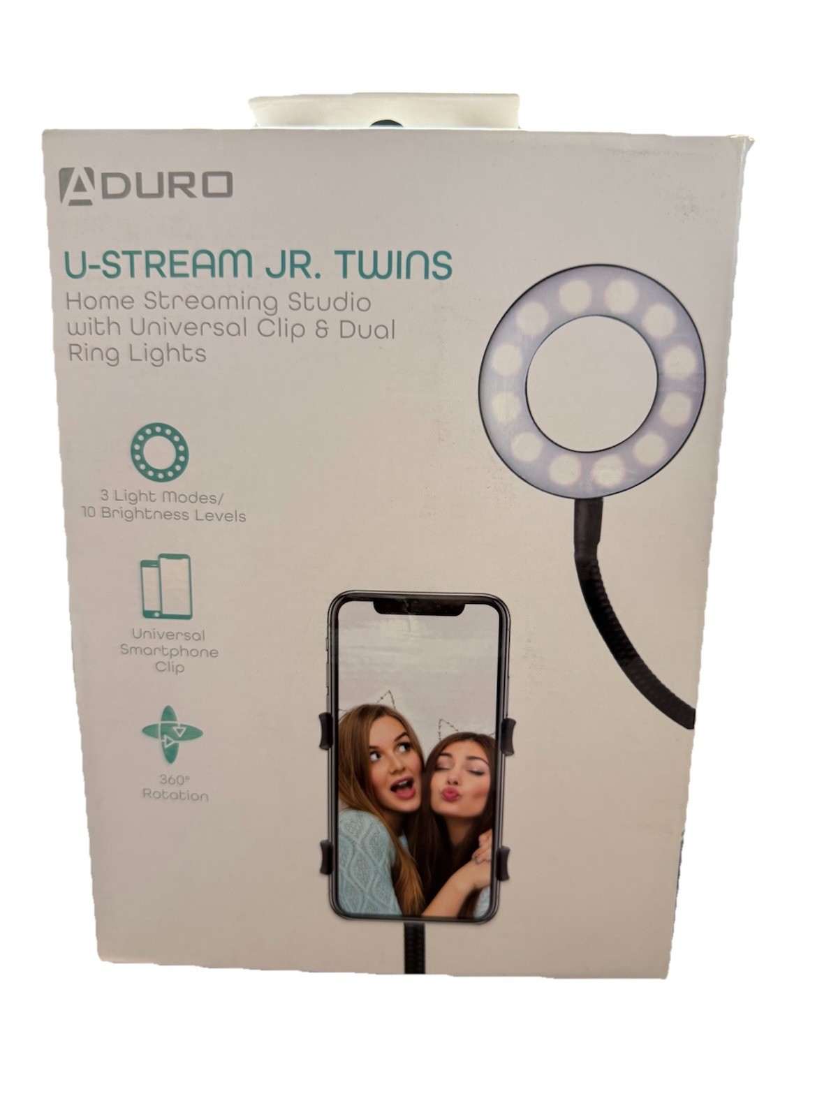 ADURO U-STREAM Jr Twins Home streaming studio-clip and dual ring lights-Black