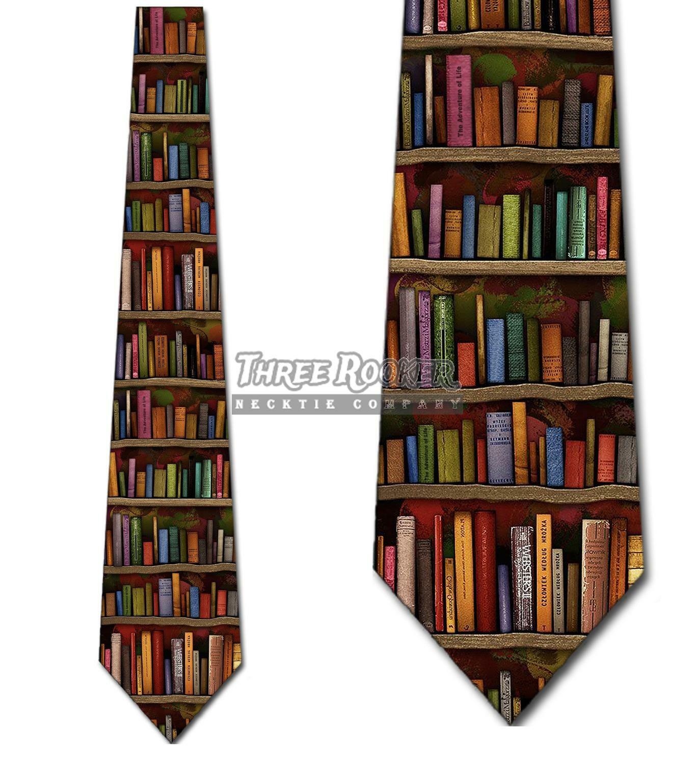 Book Shelf Ties Mens Book Worm Gifts Literature Necktie