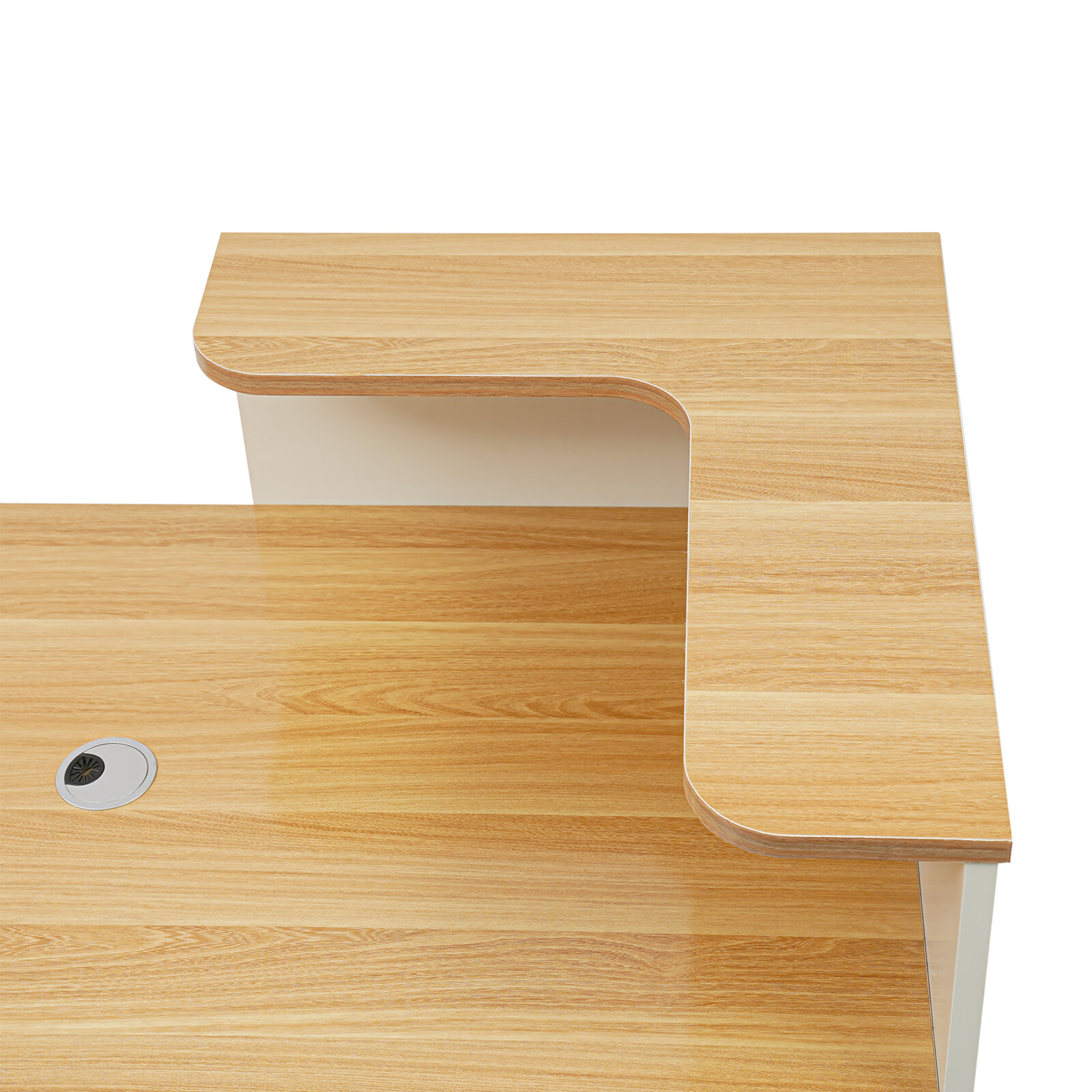 Reception Desk with LED Lights 39” Office Front Counter with Storage Cabinet