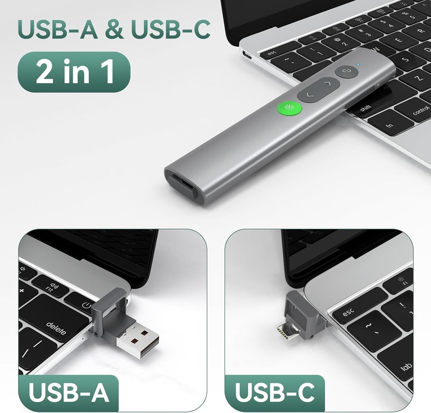 Wireless Presentation Clicker with Green Laser Pointer for PowerPoint Slides
