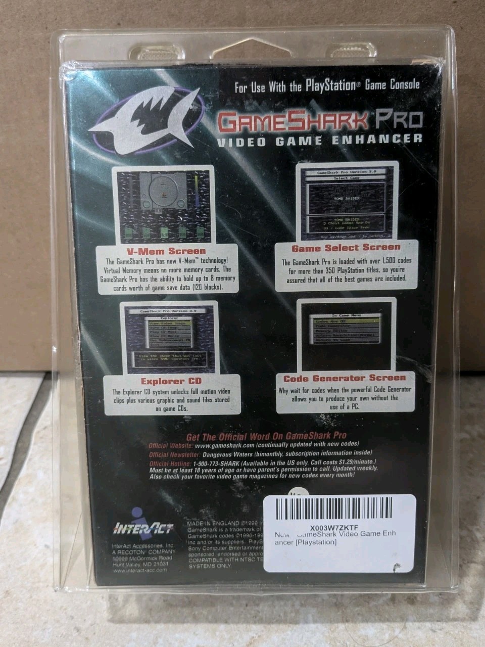 Game Shark Pro V 3.0 for PlayStation 1 - New, Sealed - Box Damage