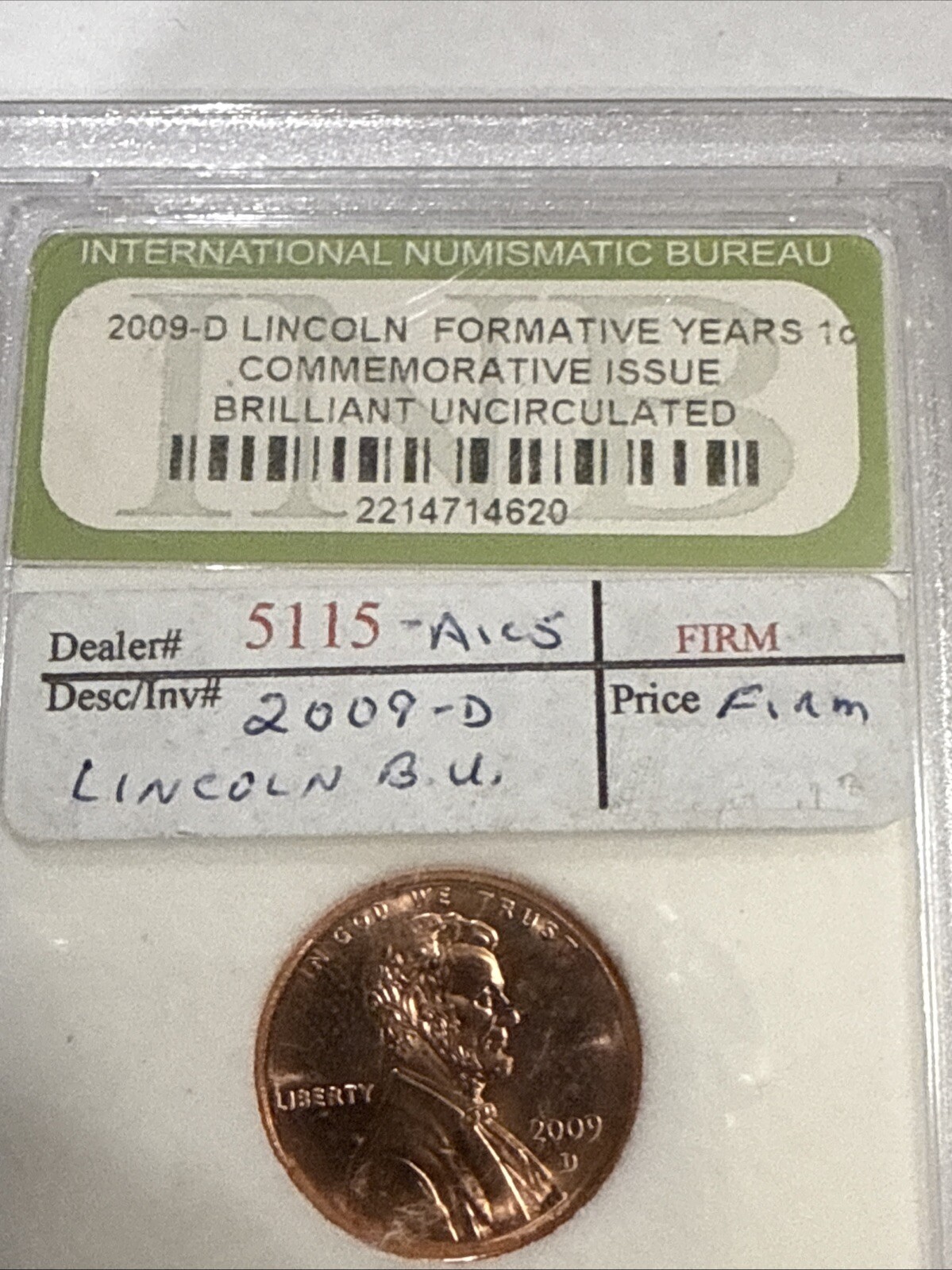 2 2009 D Lincoln Commemorative Cent Professional Life - Brilliant Uncirculated