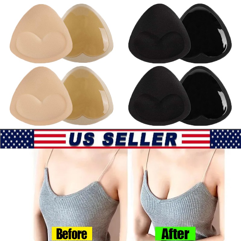2Pairs Double Sided Sticky Bra Inserts, Reusable Push Up Adhesive Pads & Padding