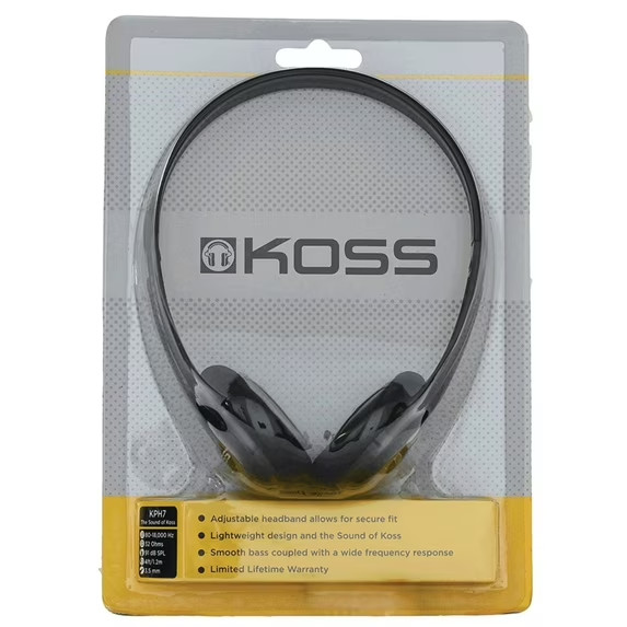 Koss KPH7 Lightweight Portable Headphone, Black
