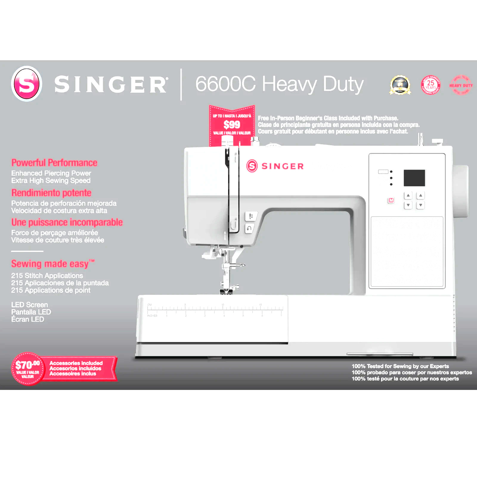 SINGER® Heavy Duty 6600 Sewing Machine | 215 Stitch Options | LCD Display