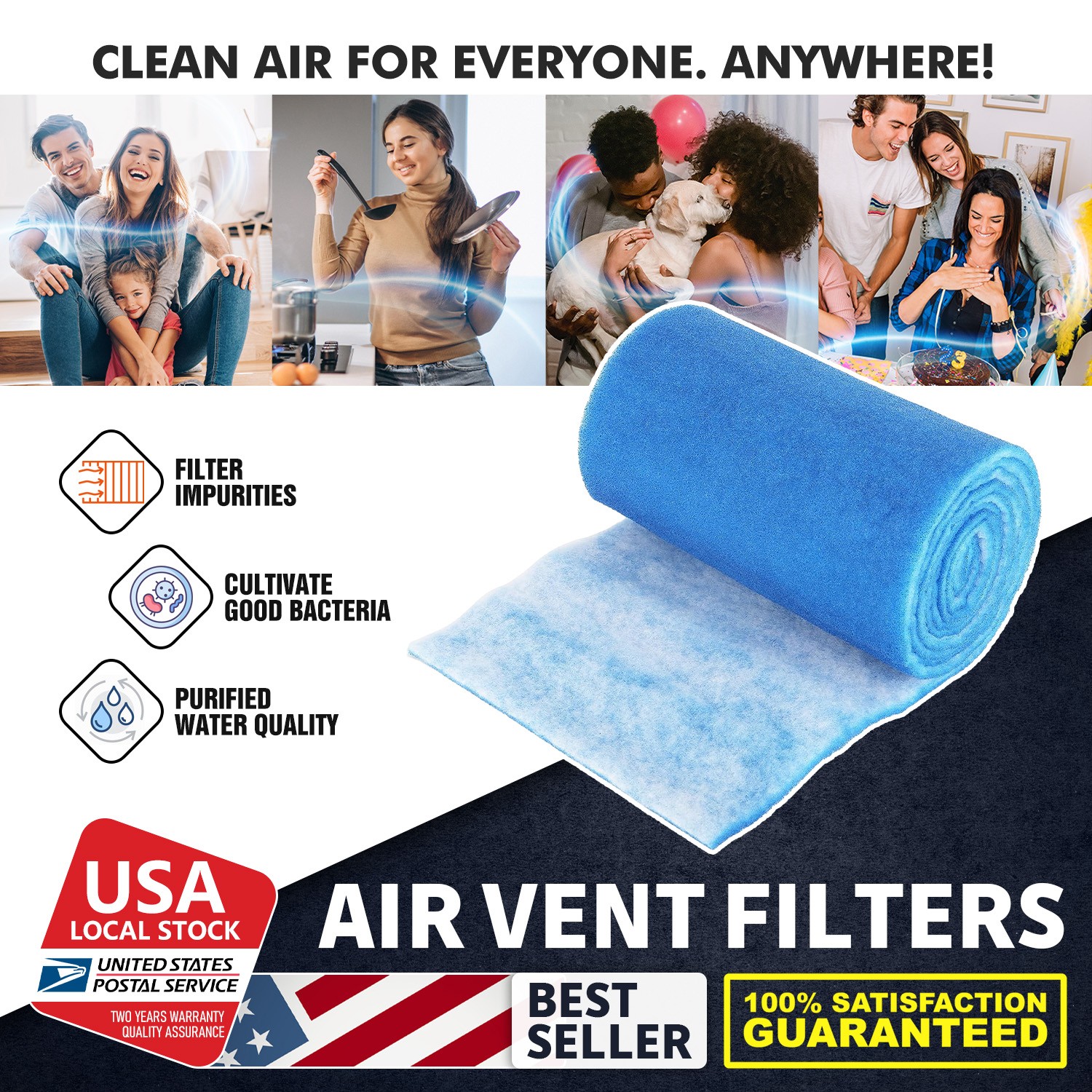 1Pcs 140" x12" of Blue Air Filter for Air inlet of external filtering equipment