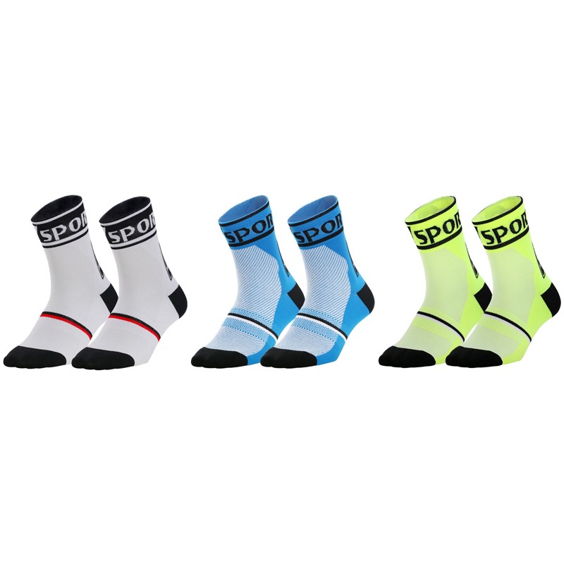 3 Pairs Cycling Socks Riding Bicycle Bike Sports Ankle Socks XC White Blue Green