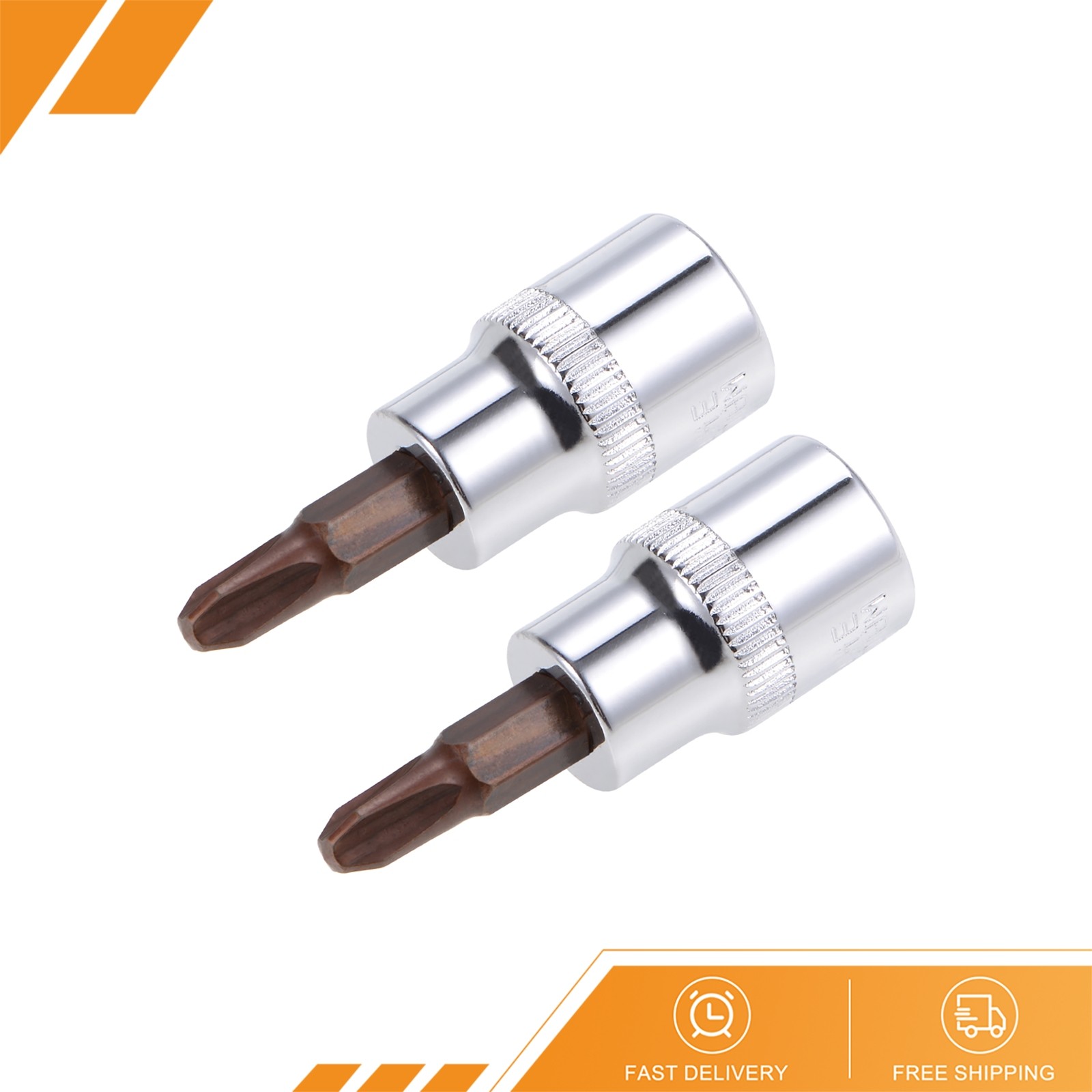 2Pcs - 3/8" Drive x #3 Phillips Bit Socket Standard Metric S2 and Cr-V Steel