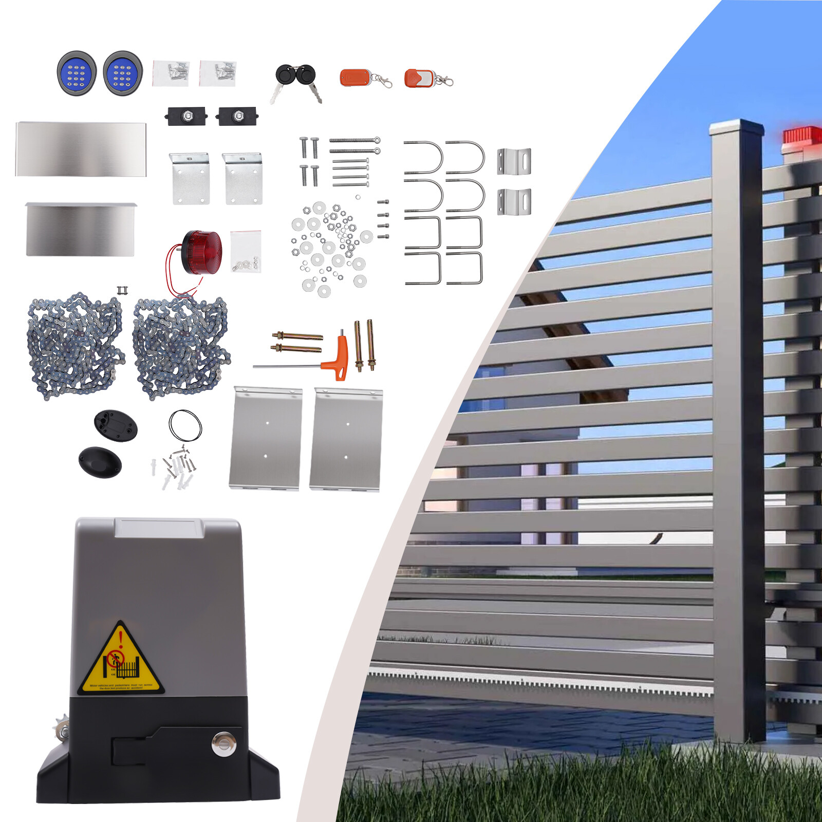 Automatic Sliding Gate Opener Door Operator 2500lbs w/Remote Alarm Photo Sensor