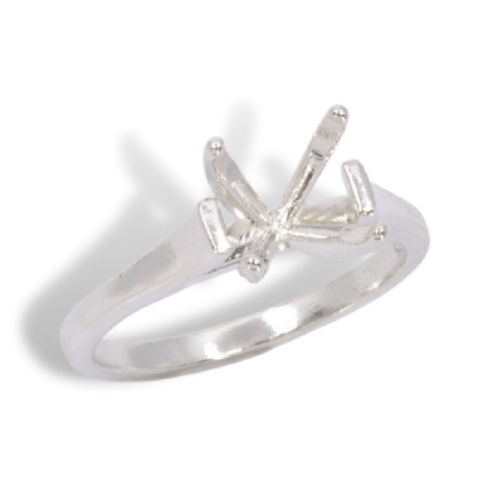 (4mm - 8mm) Round Cathedral Sterling Ring Setting (Ring Size 7)