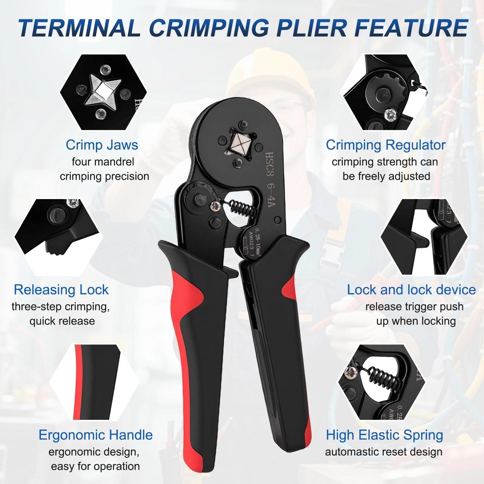 Ferrule Crimping Tool Kit, Wire Ferrules Kit Crimper Pliers with 1800PCS Wire...