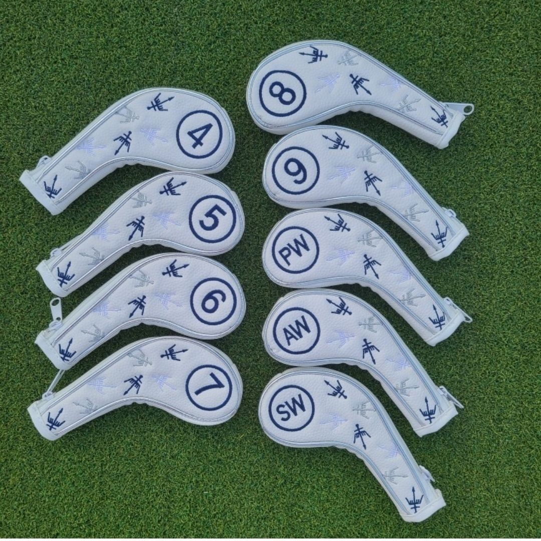 Golf Club Cover George Zipper Iron Rod Set 9-piece Protective Set White Blue
