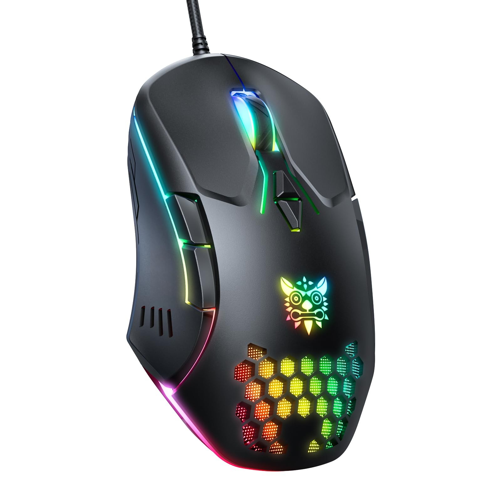 Wired PC Gaming Mouse: High Precision Sensor,RGB Backlit, Adjustable Black