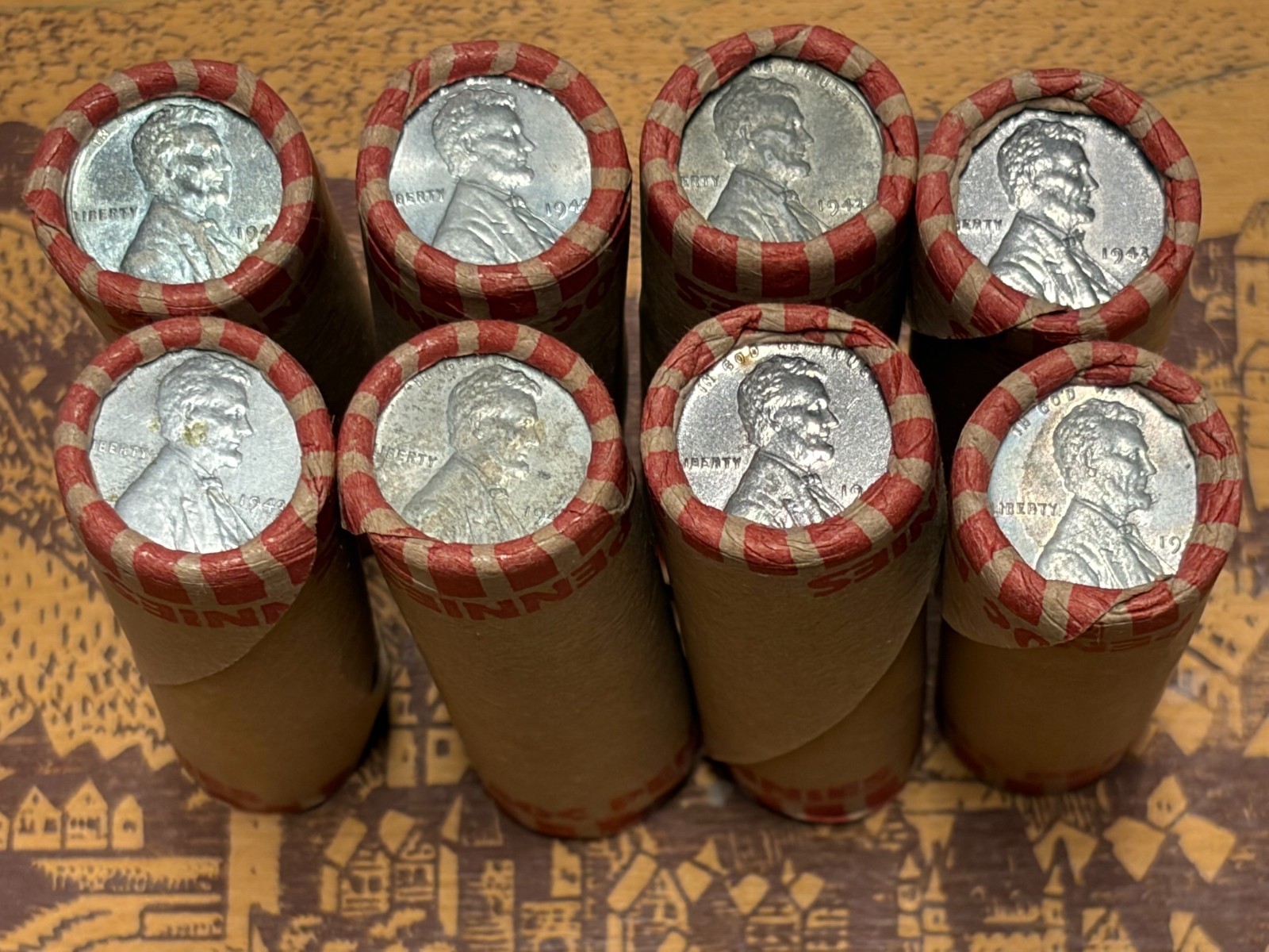 Wheat Penny Roll with 1943 Steel Cent enders Both Ends Unsearched By Me 50 coins