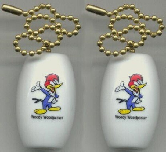 A Charming Set of 2 Woody Woodpecker Ceiling Light/ Fan Pulls