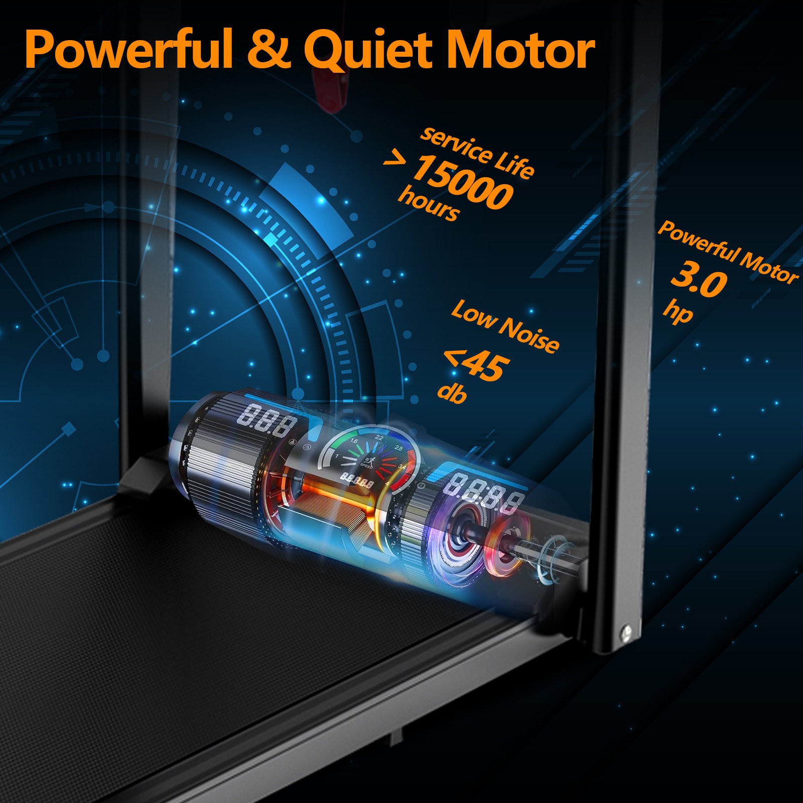 Foldable Under-Desk Treadmill for Home Use, Remote-Controlled with LED Display