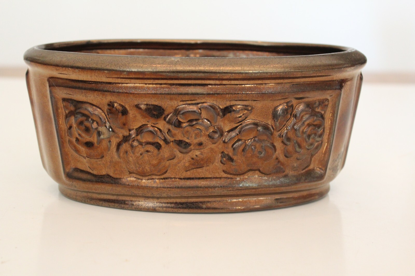 HAEGER Bronze Colored Ceramic Oval Dish Roses L#344