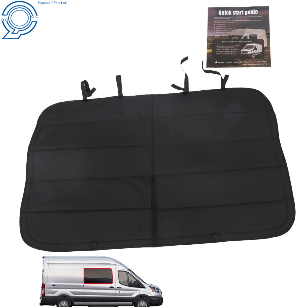 4 Season Insulated Blackout Sliding Door Window Cover For Ford Transit Van 16-19