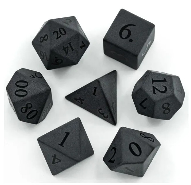 Dark Obsidian Gemstone Dice Set | Poly RPG DnD Dungeons Dragons AD&D d20