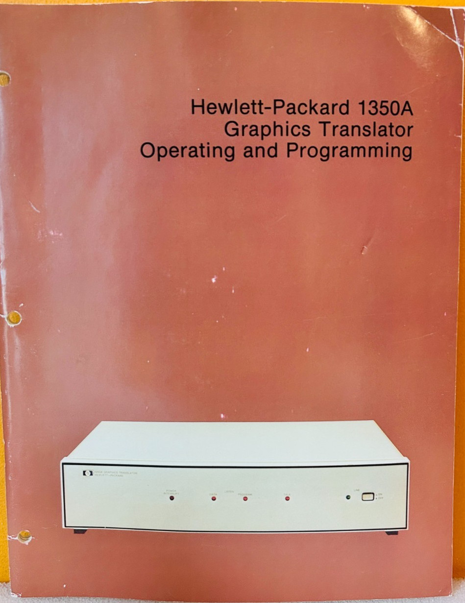 HP 01350-90903 1978 Model 1350A Graphics Translator Operating & Prog Manual.
