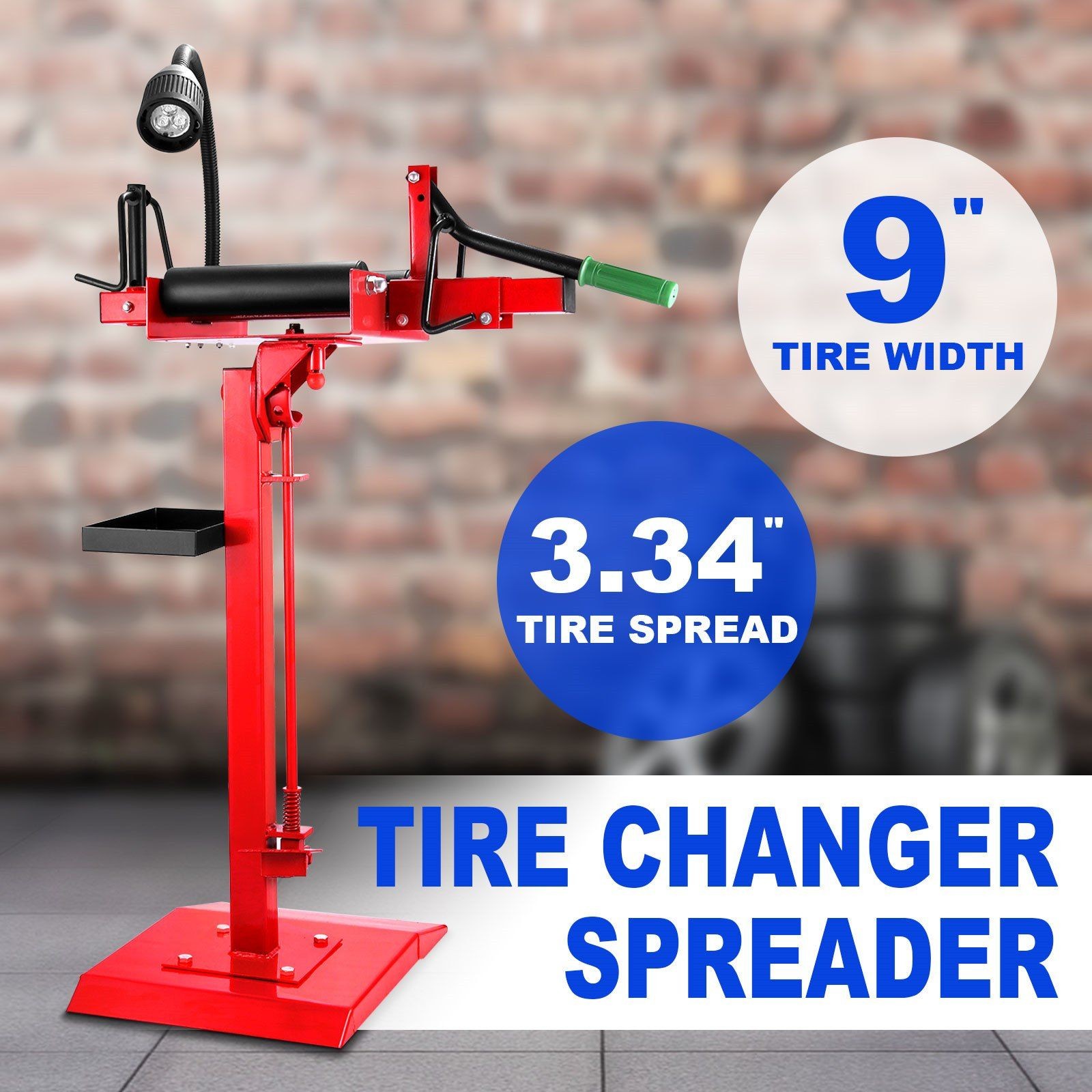 Adjustable 333lb Tire Spreader & Portable Tire Changer with LED Light